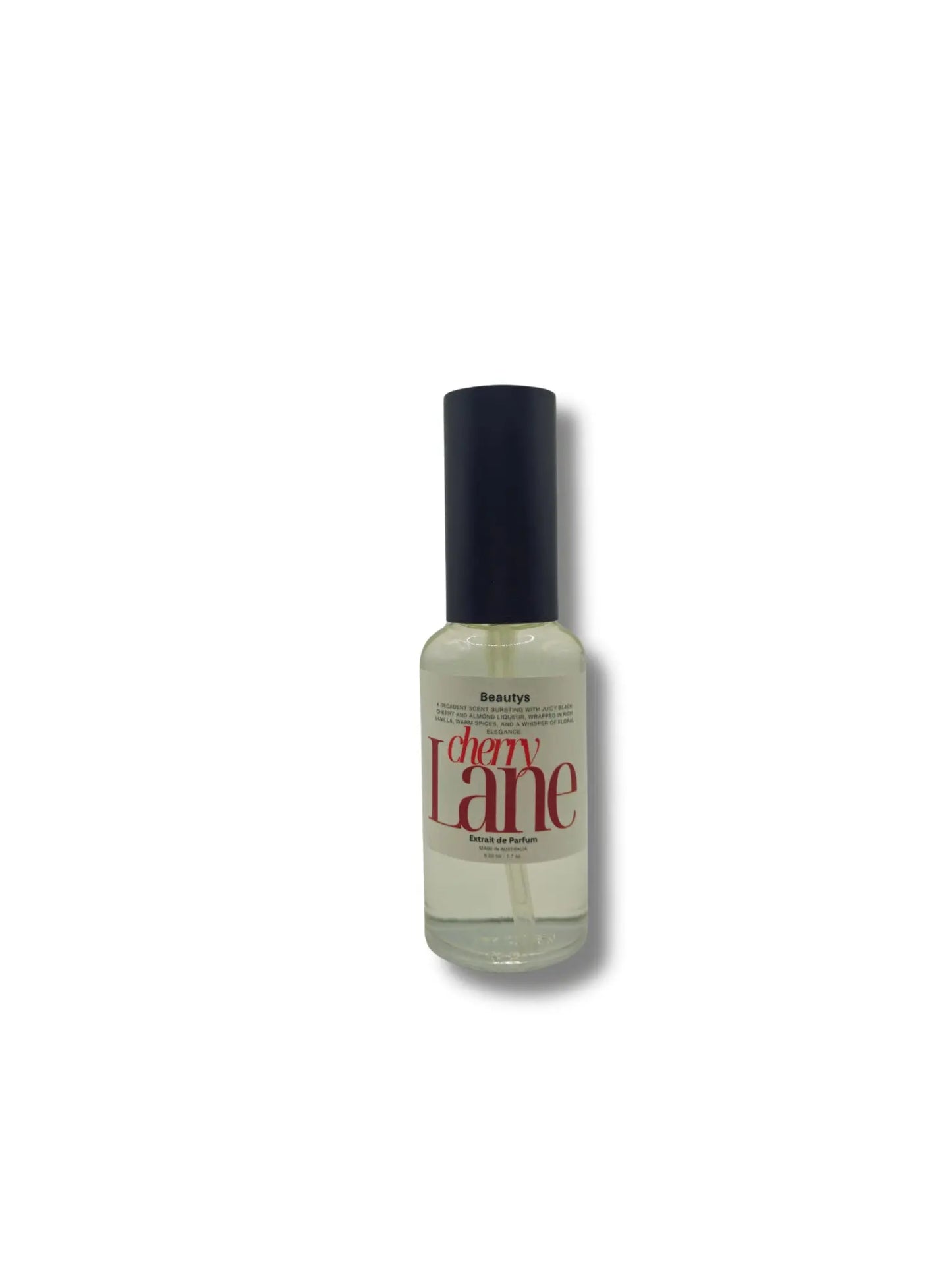 Cherry Lane Beautys skincare product in a sleek bottle with a pump dispenser, featuring cherry-themed packaging design.