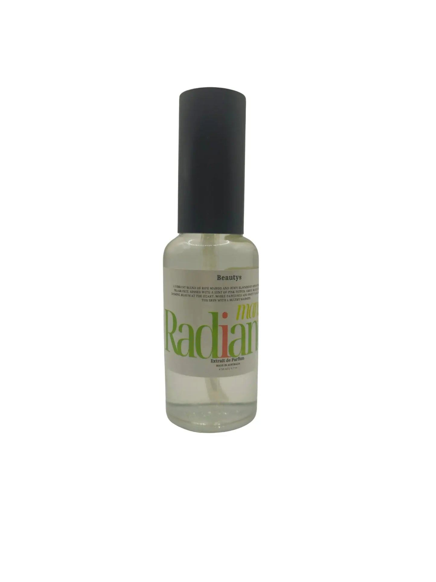 Beautys Mango Radiance skincare product in a sleek tube, showcasing vibrant mango imagery and branding on the label