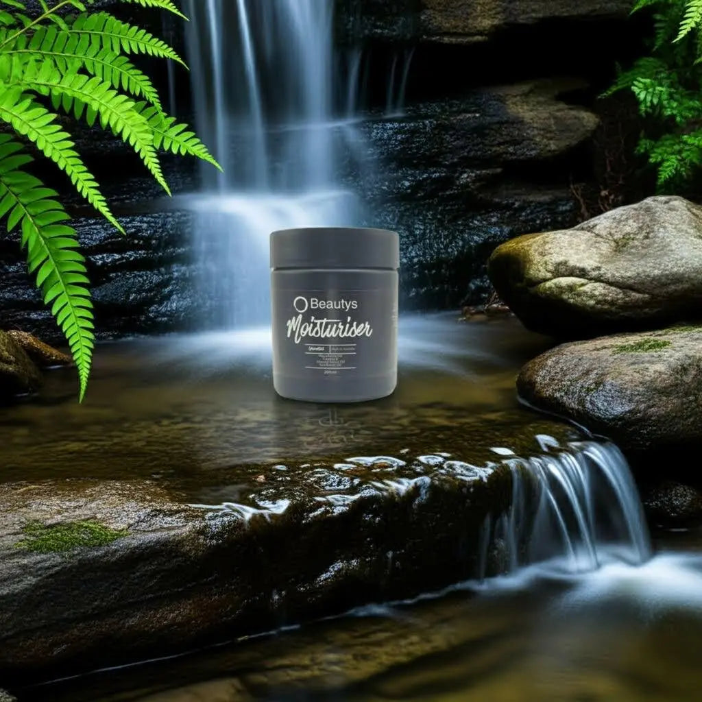 Beautys Luxe Unscented Moisturizer jar with smooth, creamy texture and minimalist label, designed for gentle, fragrance-free skincare.