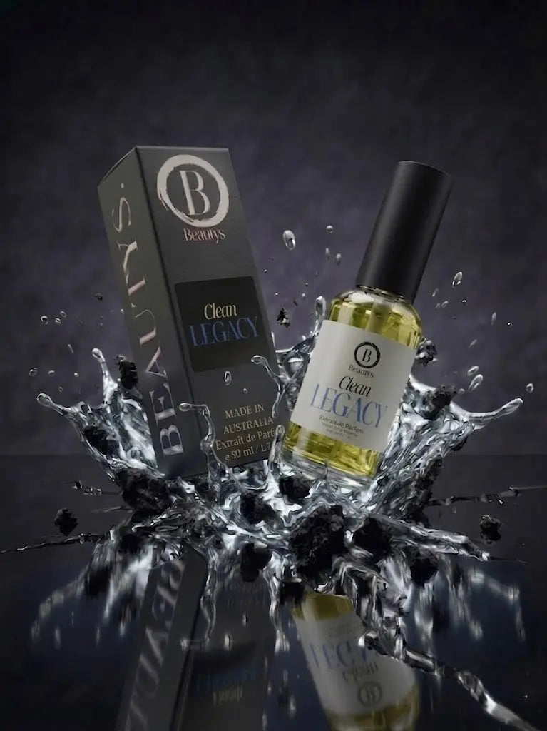Beautys Clean Legacy product bottle with white label and blue cap, showcasing a skincare or cleaning product on a plain background.