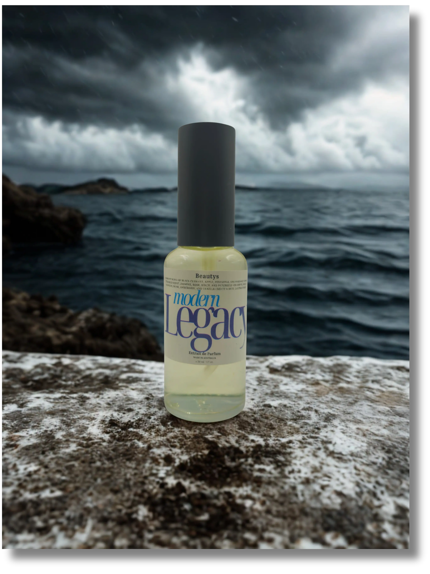 Modern Legacy cologne by Beautys featuring sleek glass bottle and elegant design for a sophisticated scent.