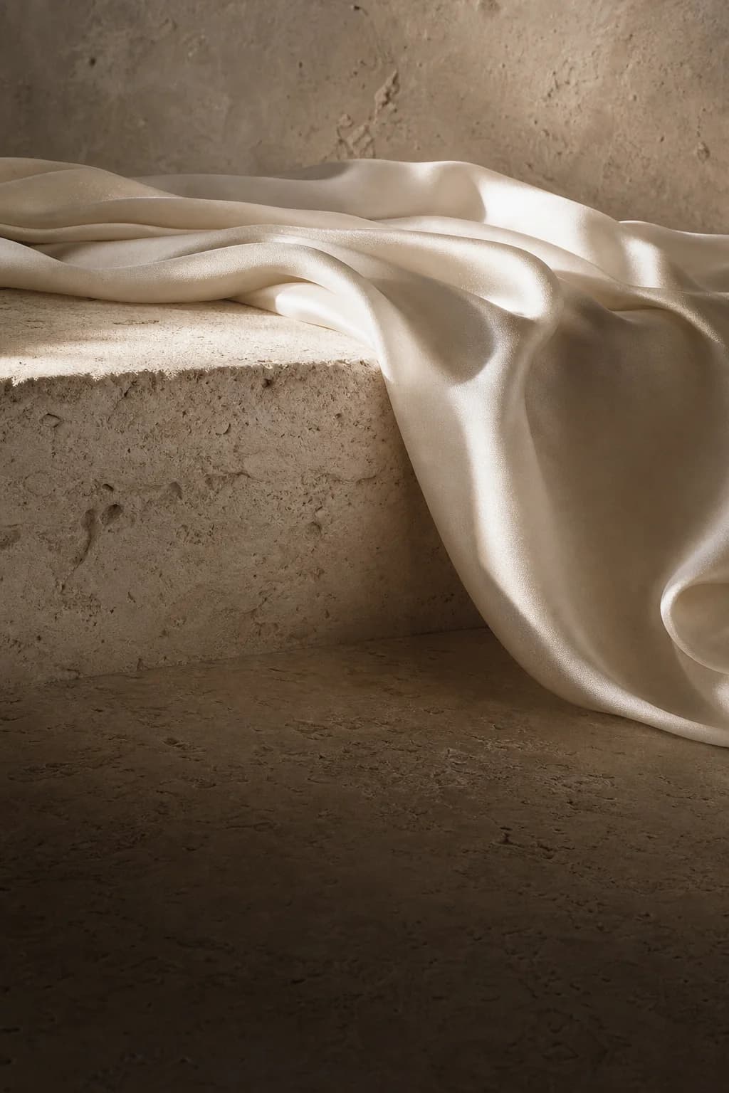 Abstract fabric and stone with soft architectural light