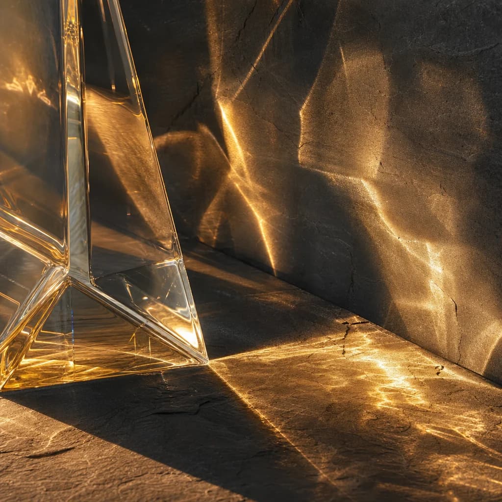 Golden sunlight refracted through clear glass, a solar accord interpretation