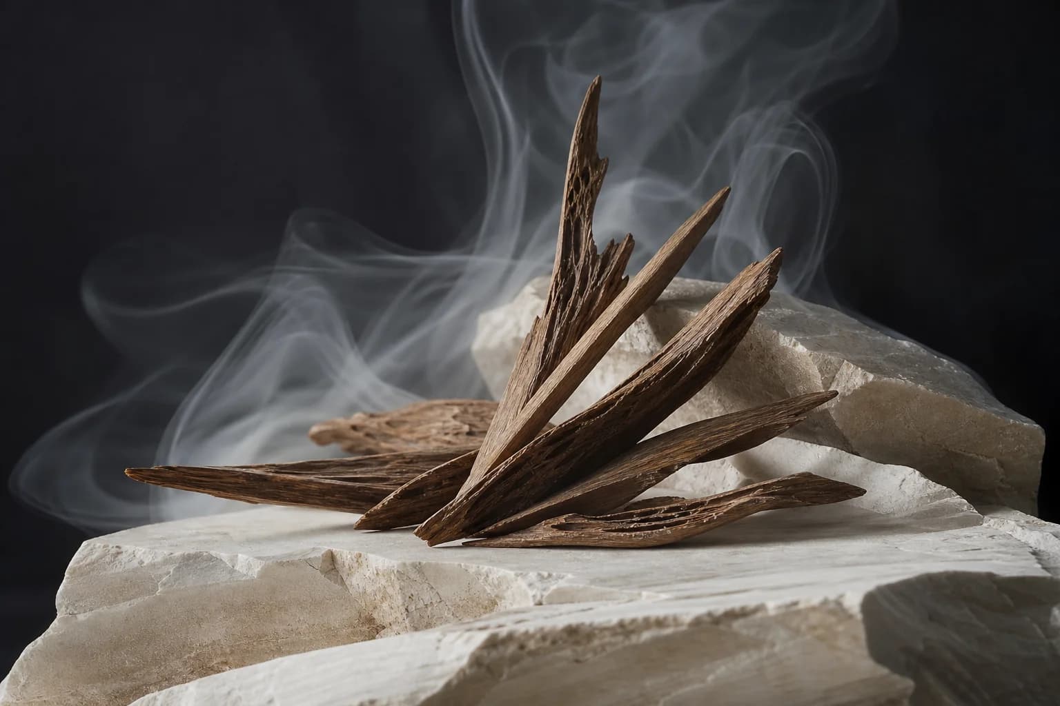 Dry timber slivers and translucent vapour, an aromatic woods interpretation
