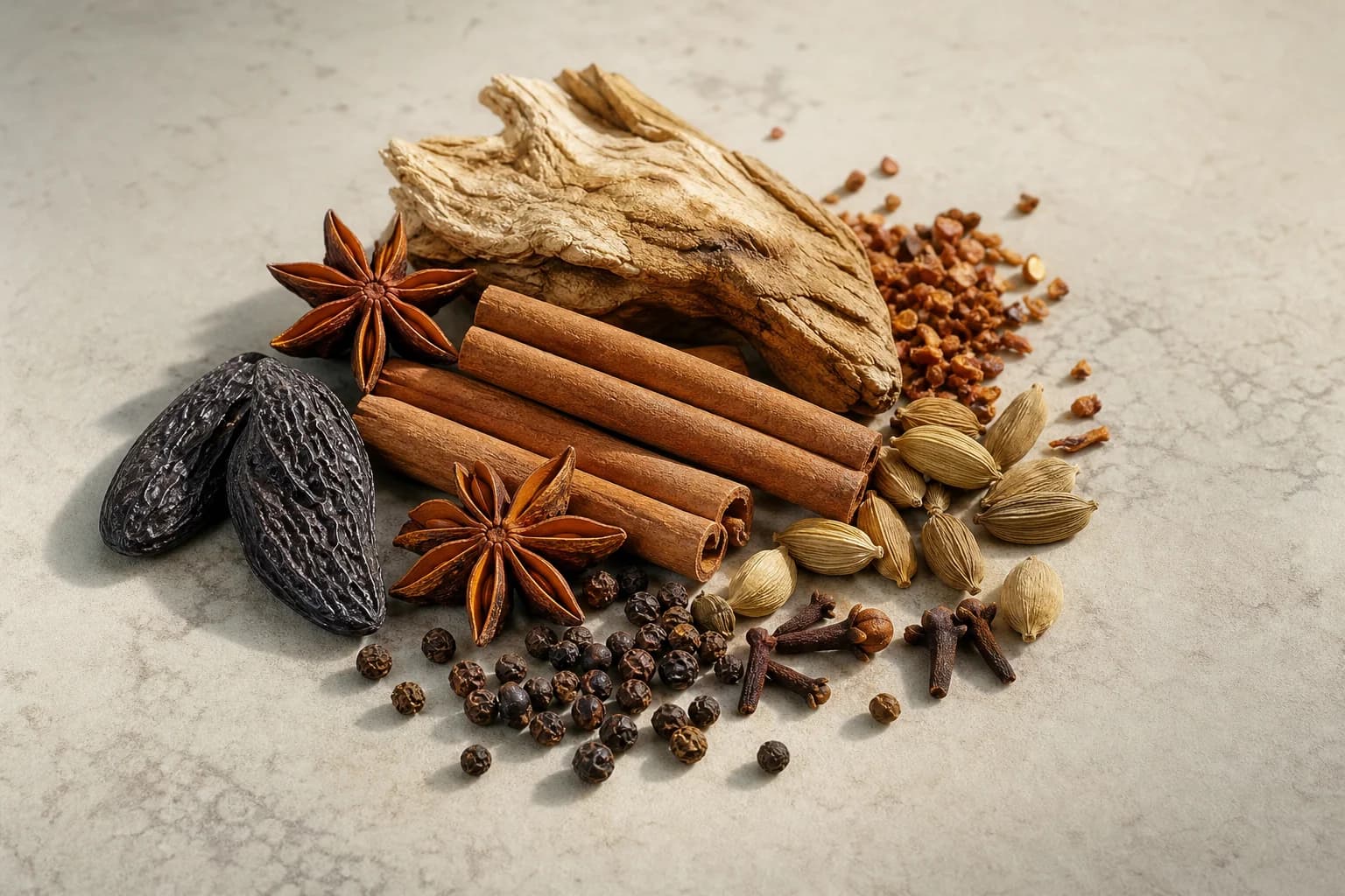 Mixed warm spices illustrating an unspecified spice accord