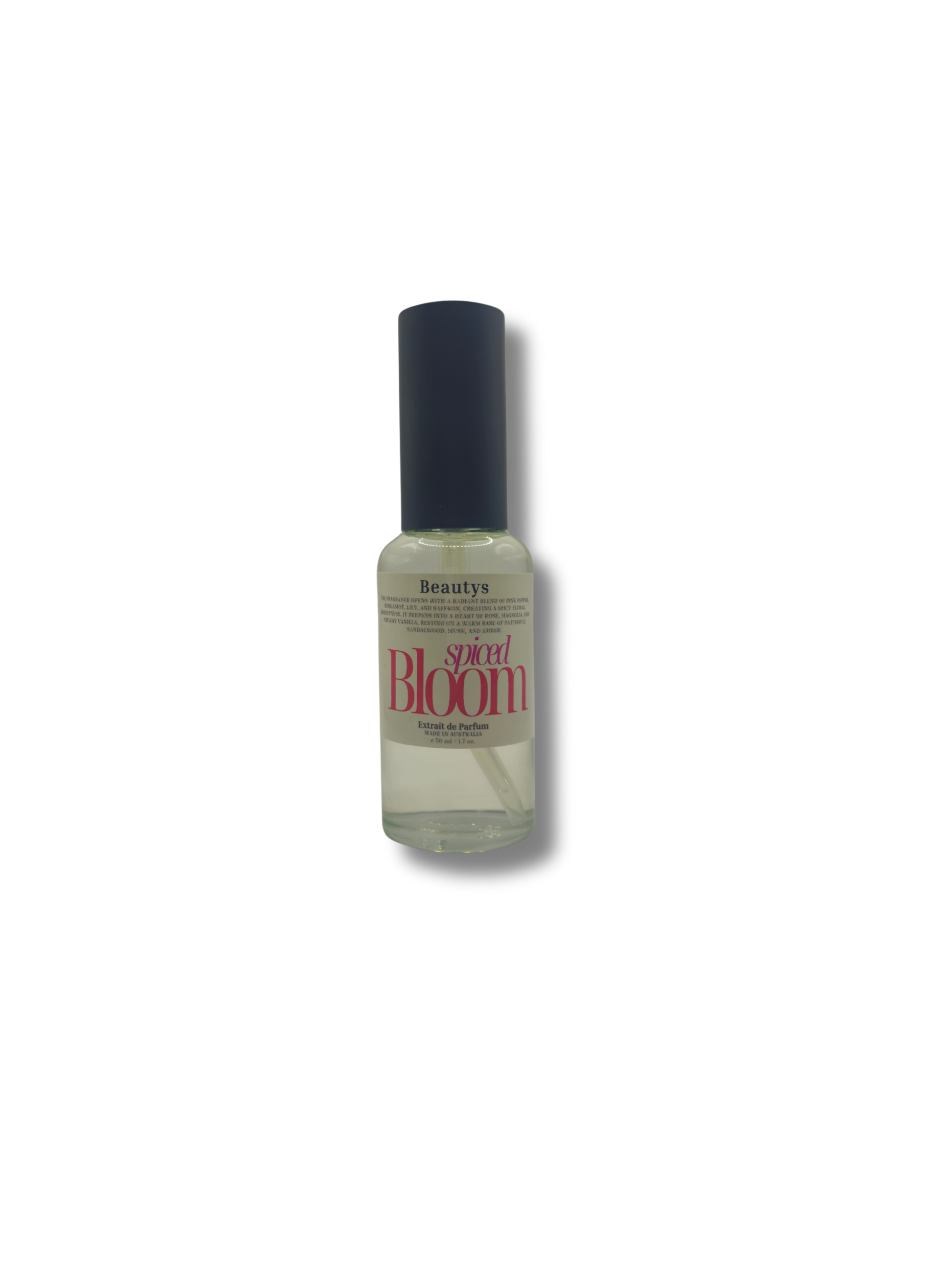 Spiced Bloom Perfume bottle handcrafted Australian-made unisex fragrance with pink pepper