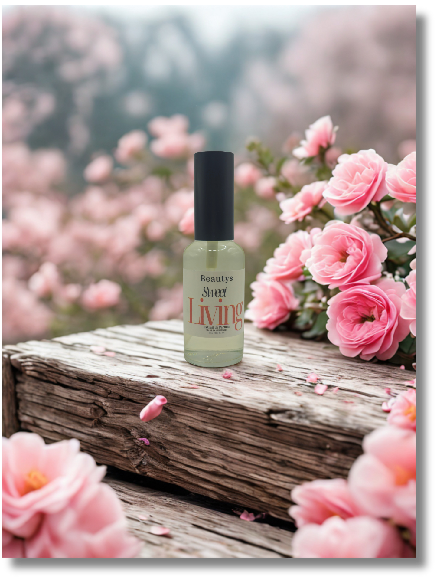 Handcrafted Tasmanian perfume Sweet Living with soft feminine design