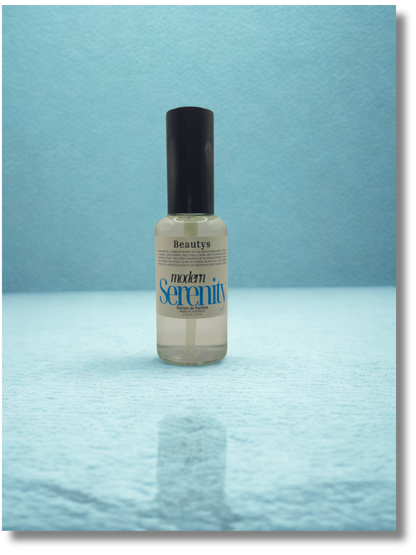 Close-up of Beautys Modern Serenity cologne, Tasmanian-made cruelty-free men’s fragrance.