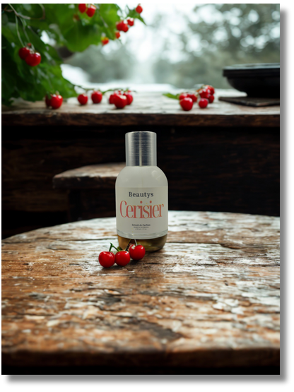 Cerisier hybrid cologne packaging – fruity-woody artisan fragrance