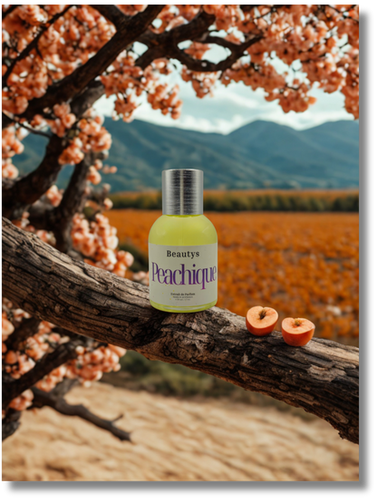 Peach perfume with vanilla caramel sweet gourmand scent