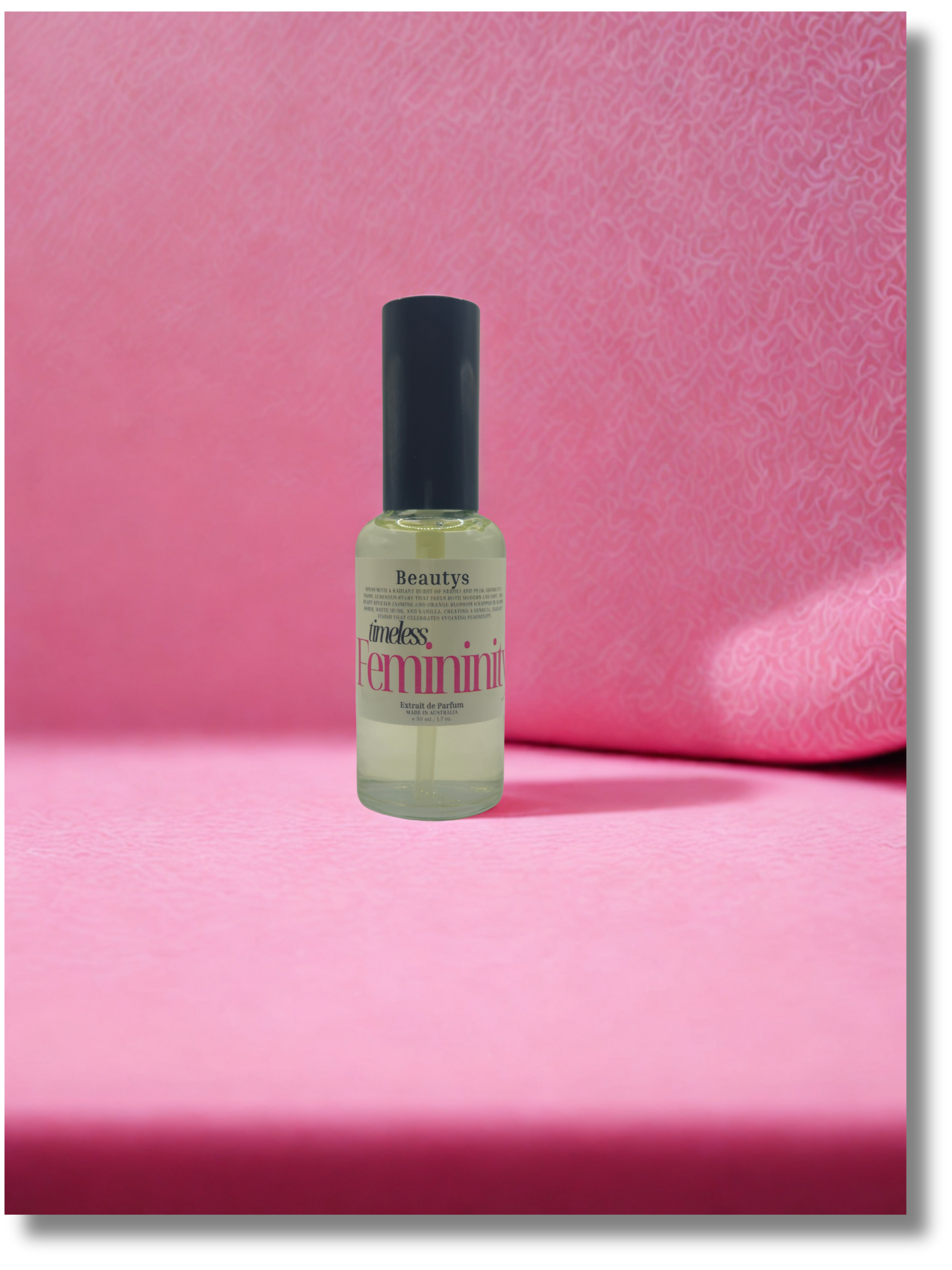 Timeless Femininity women’s perfume by Beautys Tasmania, artisan floral amber fragrance