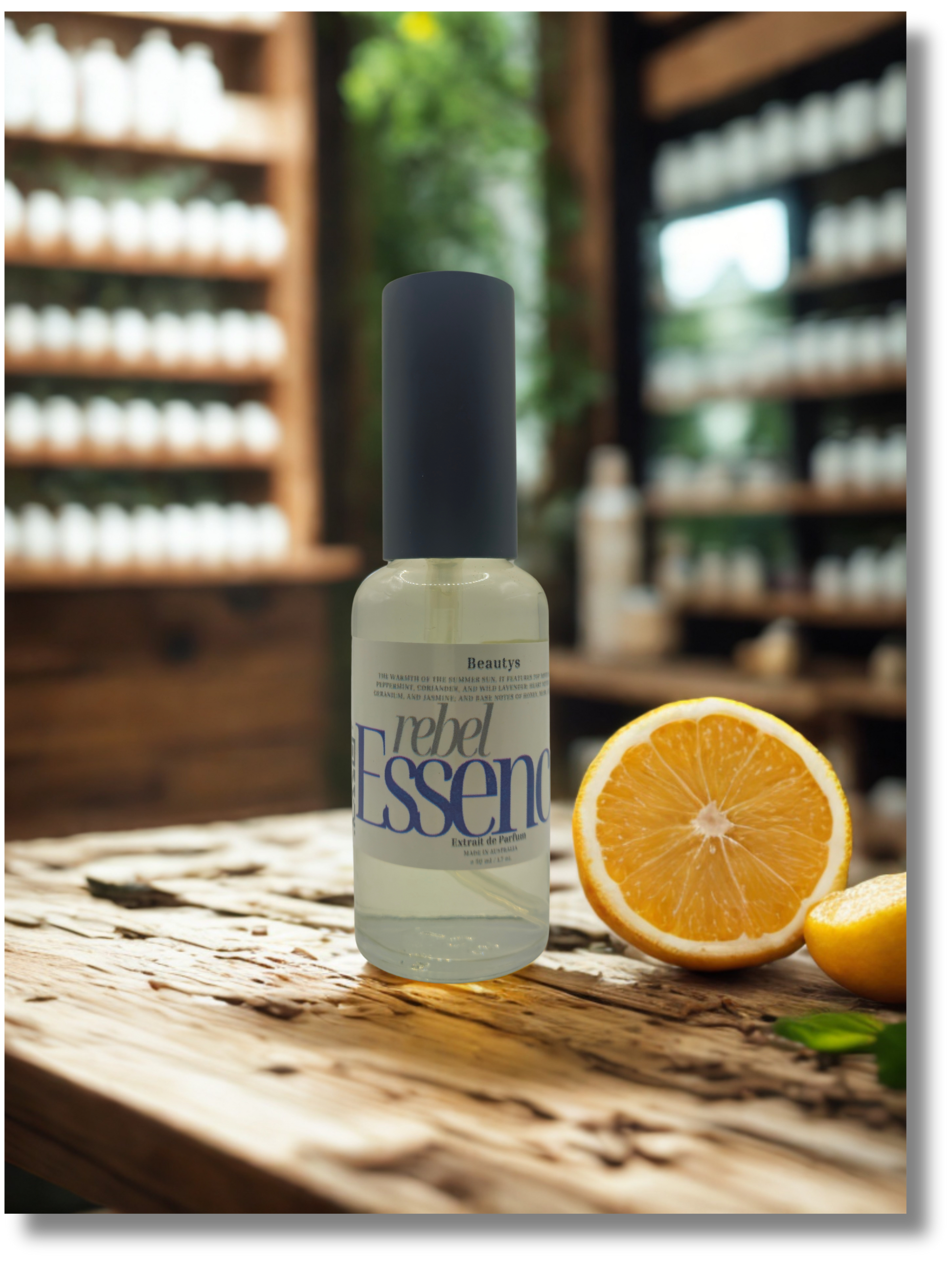 Beautys Rebel Essence handcrafted citrus spice men’s fragrance