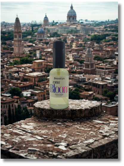 Roma Bloom sweet floral vanilla perfume bottle