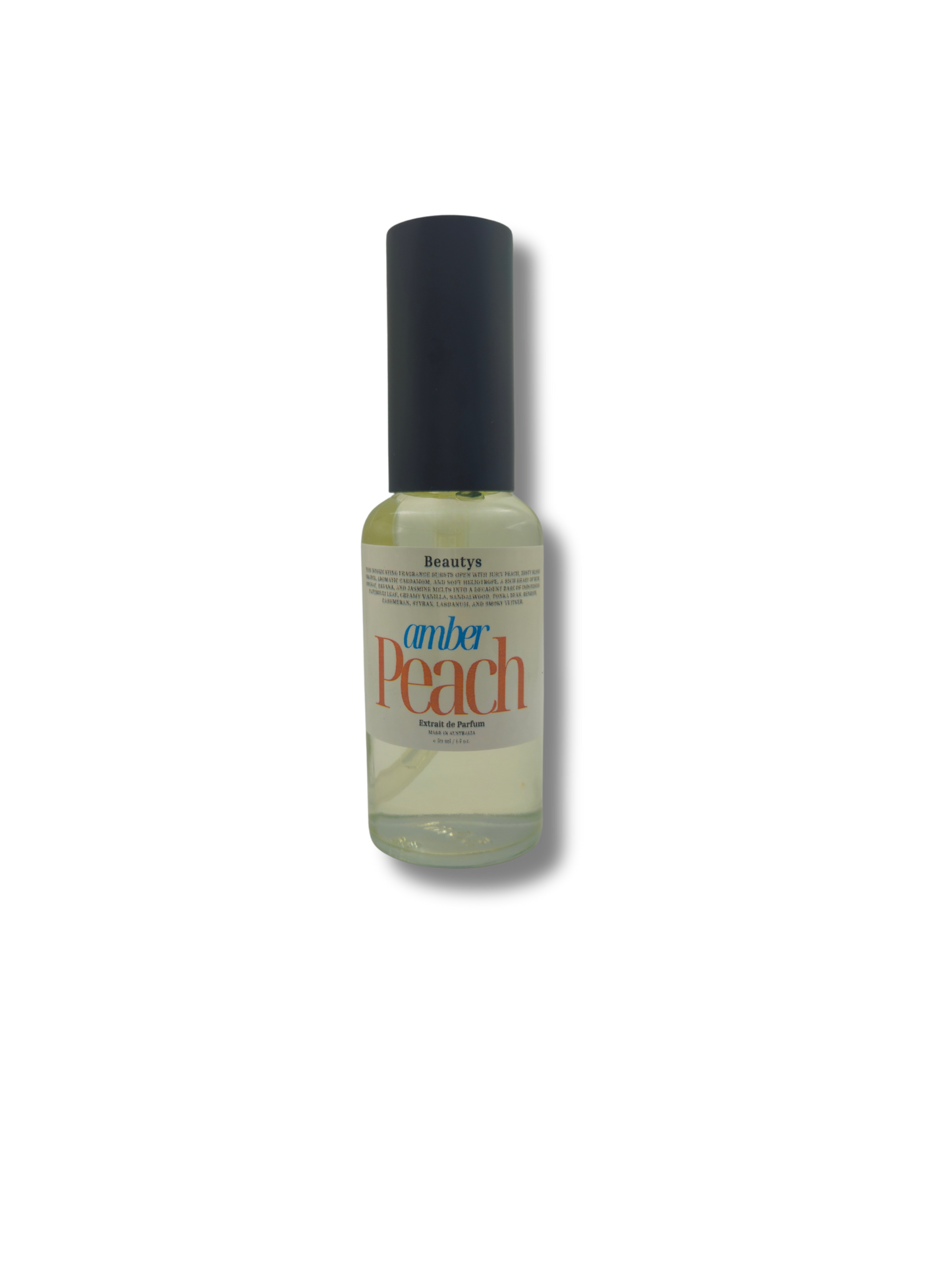 Amber Peach Perfume bottle – Australian-made fragrance with juicy peach, spiced amber and velvet woods
