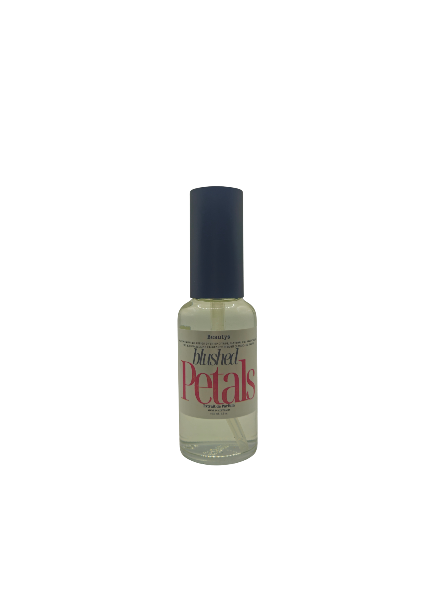 Blushed Petals perfume bottle – elegant floral suede fragrance