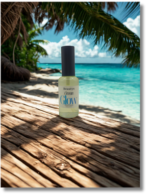 Ocean Glow tropical floral and coconut perfume in elegant glass bottle
