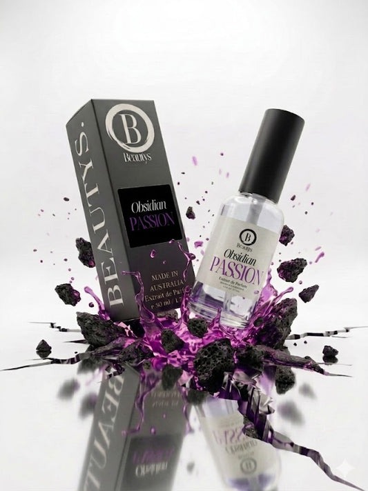 Beautys Obsidian Passion, featuring black obsidian stones with intricate silver detailing and elegant design.