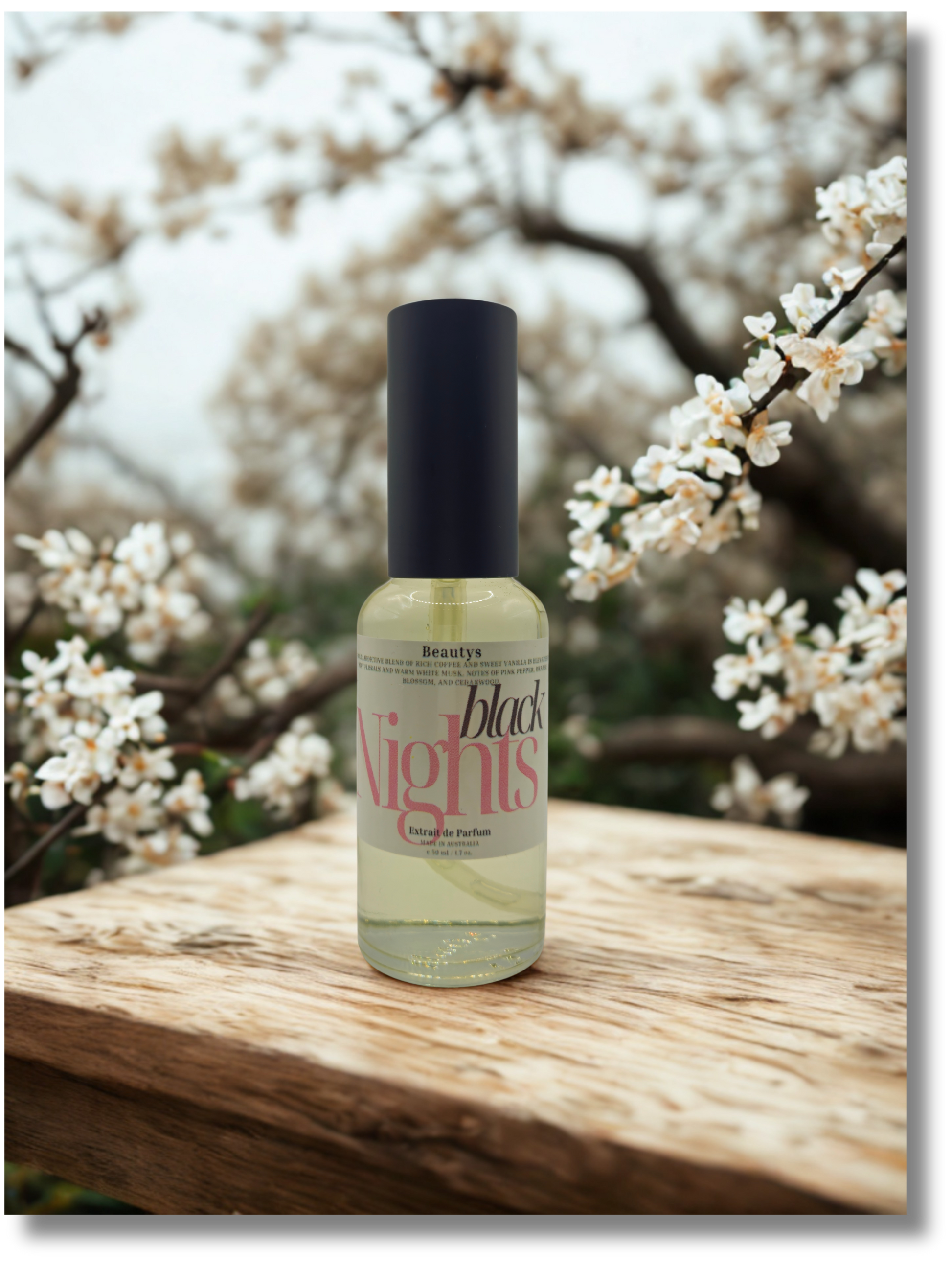 Black Nights warm vanilla amber women’s perfume bottle