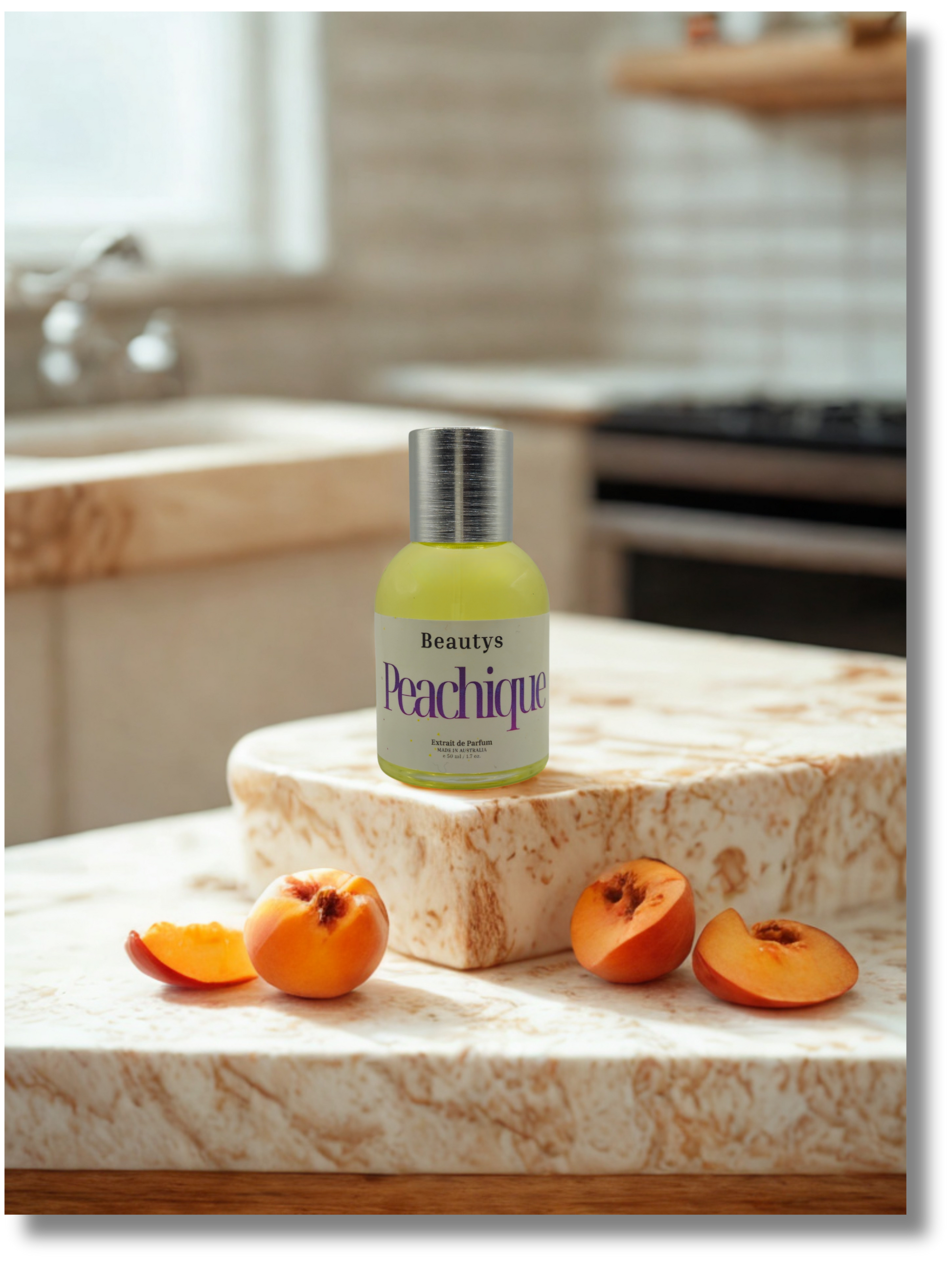 Gourmand peach perfume vanilla caramel fragrance profile