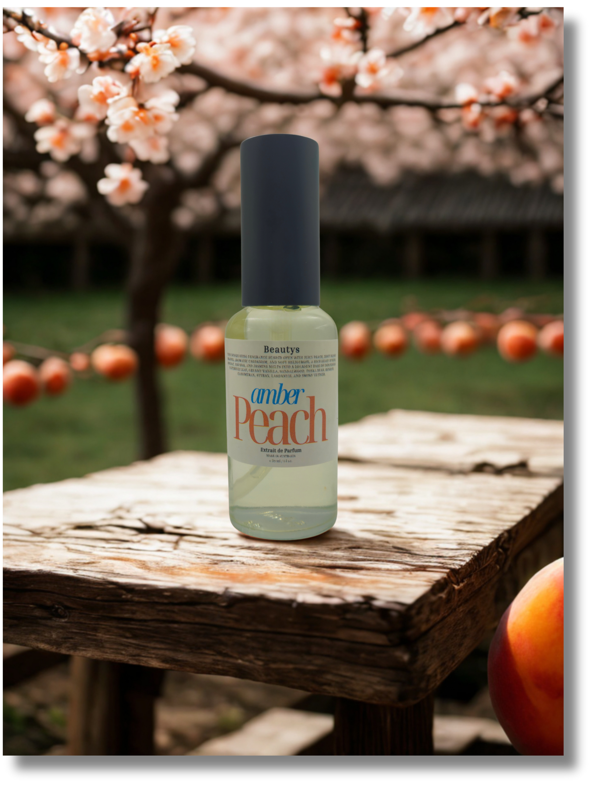 Amber Peach handcrafted sweet fruity amber fragrance